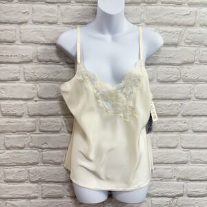 Vtg Lorraine Nylon Lace Cami Slip‎ Top Lingerie L Bridal Babydoll Floral Boudoir